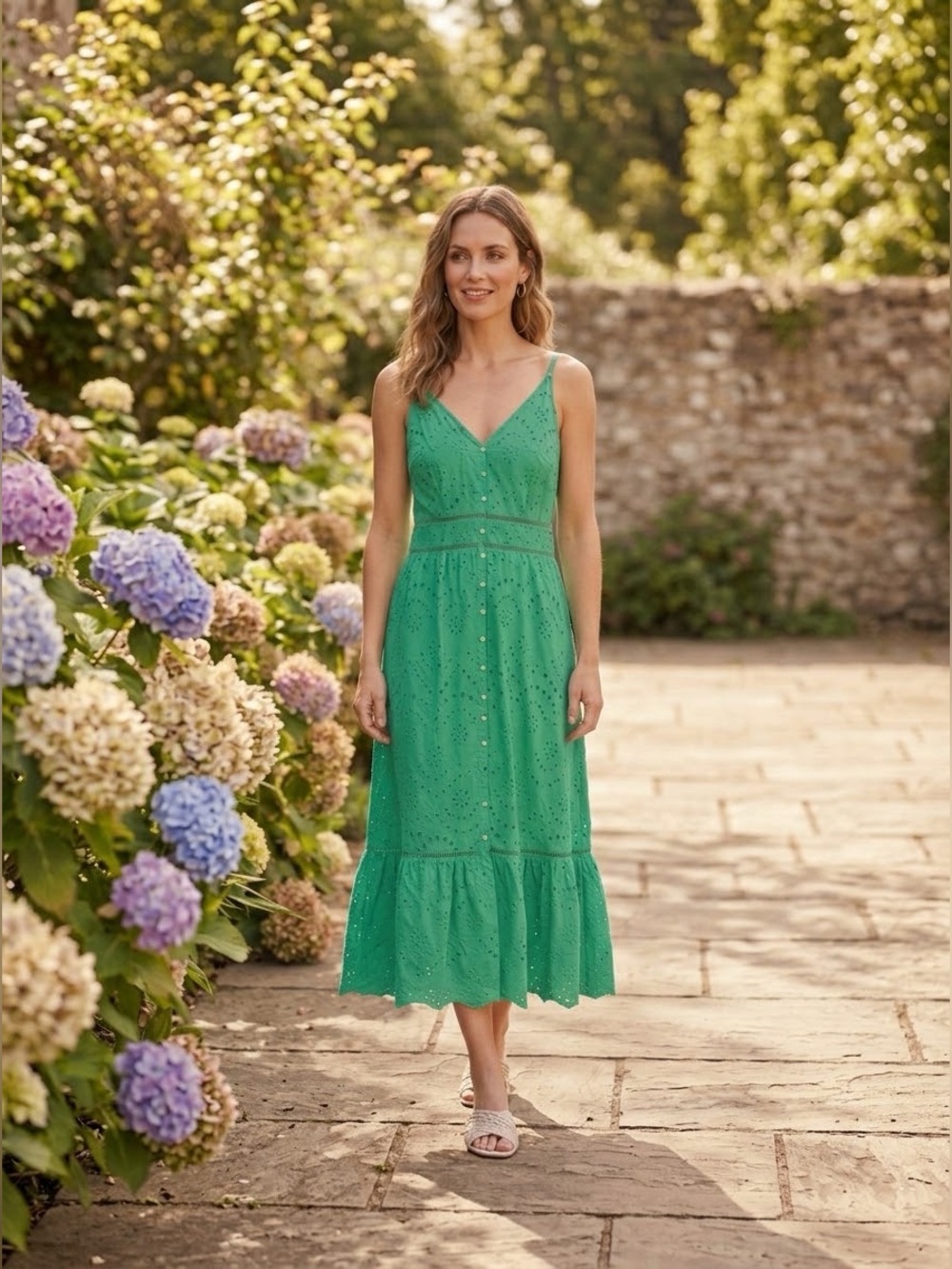 Women’s Eyelet Maxi Dress - Green